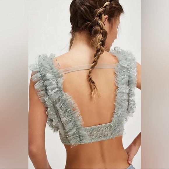 Free People One Sosha Party Top in Silver Retail $98 NWOT Small - Picture 3 of 5